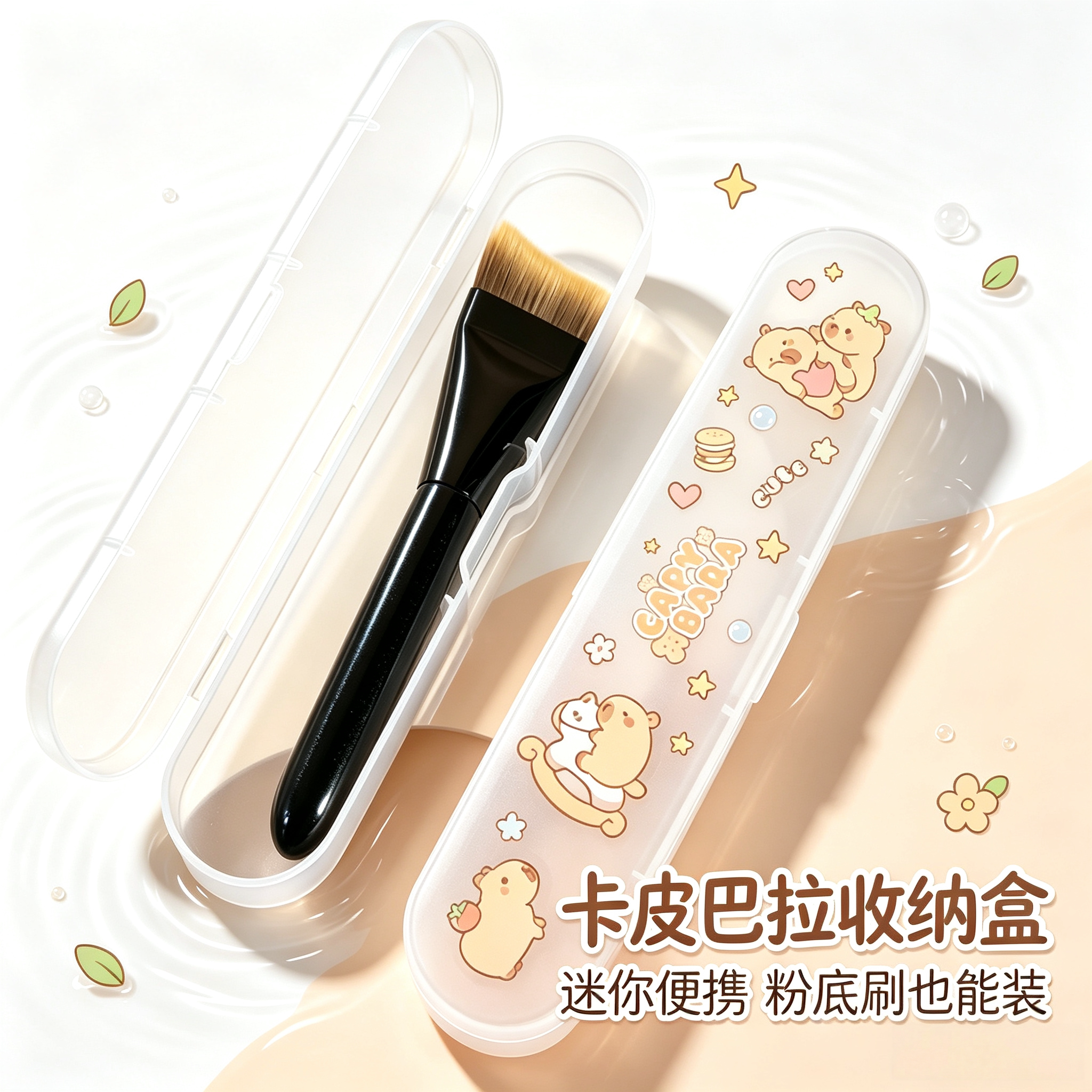 DIY贴纸卡皮巴拉化妆刷收纳盒