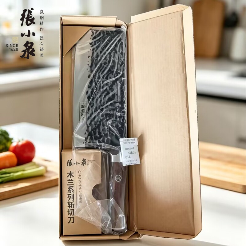 张小泉木兰斩切两用刀手工锻打5铬锋利钢材依贝木手柄D13441200