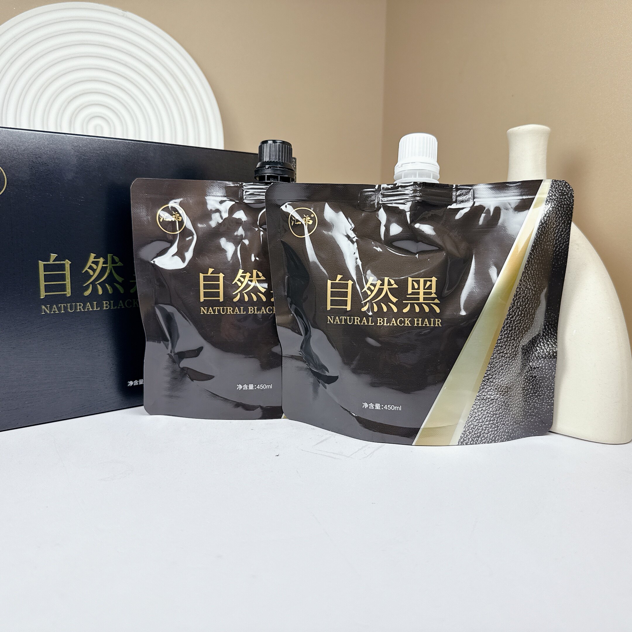 汇锦自然黑染发膏盖白发不沾头皮