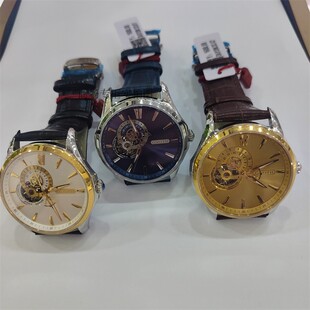 新款格诺手表全自动机械表24钻机芯真皮表带男表防水夜光指针8120