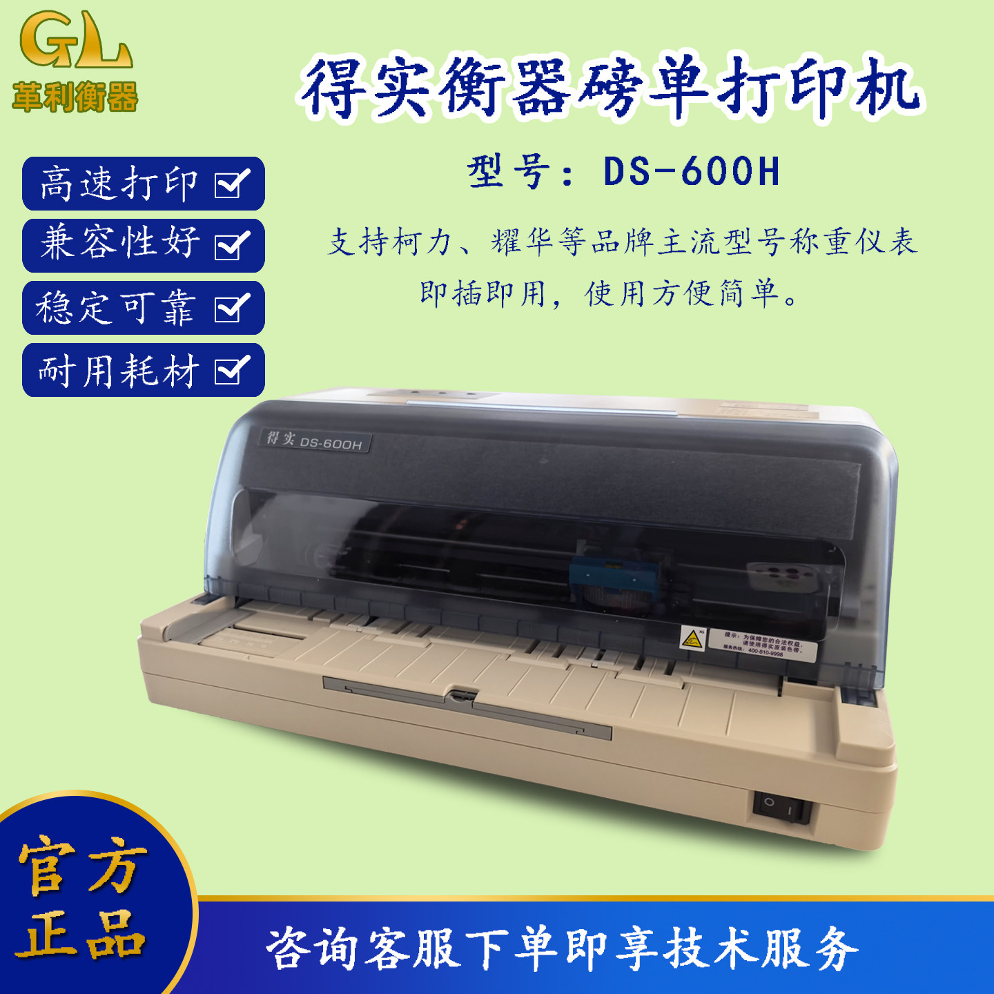 得实针式地磅磅单打印机DS-600H