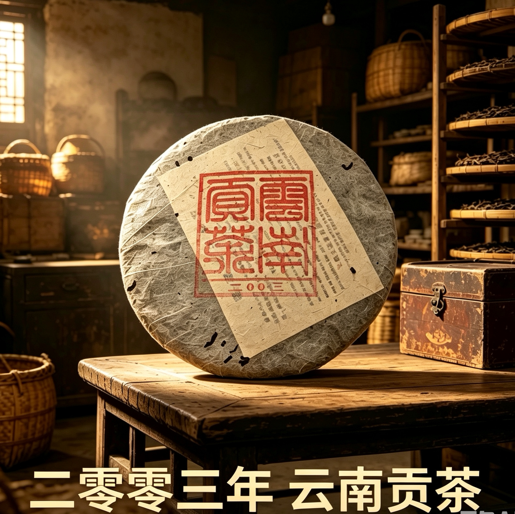 2003 年陈年普洱茶饼茶生茶云南贡茶青饼曼松古树乔木干仓生普洱