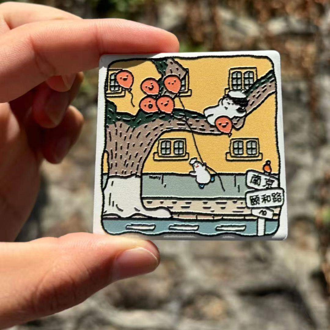 南京ins风插画美浓烧陶瓷冰箱贴