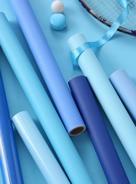 蓝色贴纸自粘墙纸壁纸深蓝浅蓝pvc即时贴防水贴膜墙贴克莱因蓝色