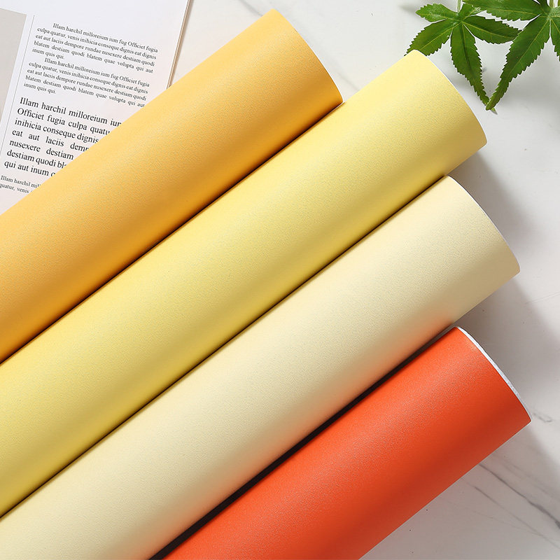 纯色贴纸黄色墙纸自粘米色宿舍防水防潮壁纸ins风即时贴桌面贴纸