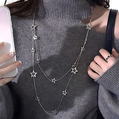 进口yyds 长款叠戴五角星项链女款高级感小众设计感轻奢个性配饰