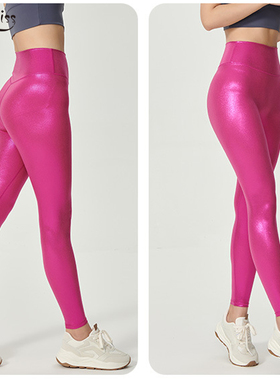 珠光高弹健身裤女无尴尬线星光闪闪高腰出街运动跑步外穿瑜伽裤