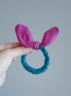 韩版撞色兔耳朵学生马尾扎儿童不伤发小肠圈发绳丸子头发扎头绳