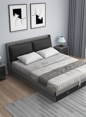 床现代简约双人1.8米婚床主卧室北欧1.5米软包床箱体床高箱储物床