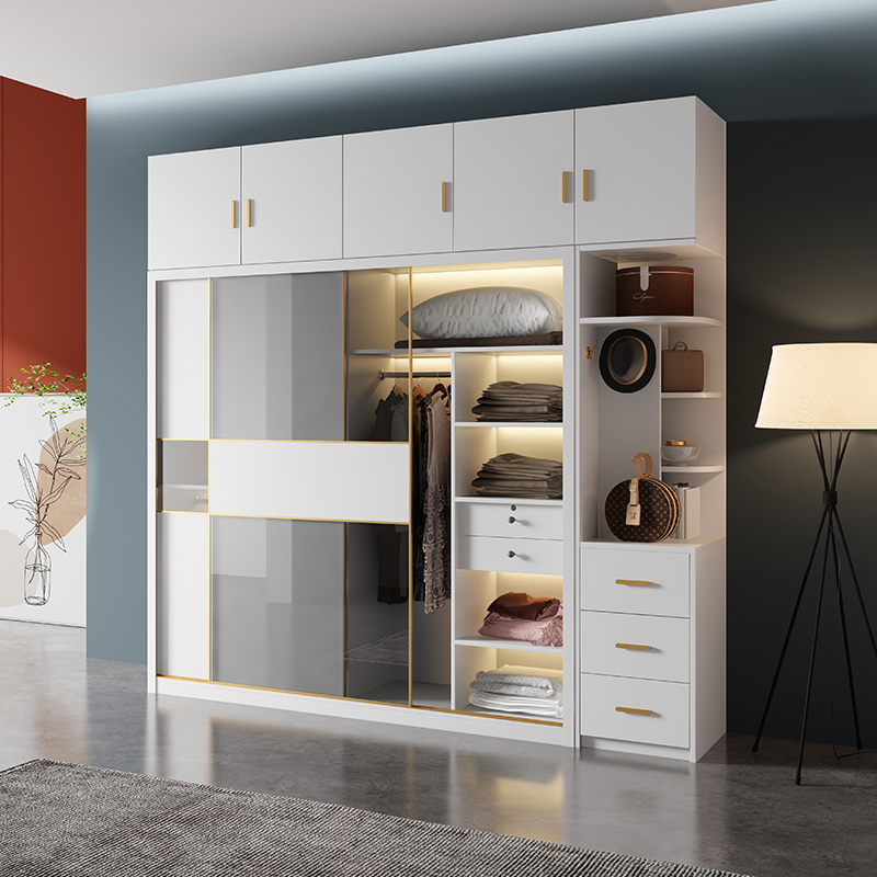 轻奢玻璃门衣柜家用卧室大衣橱