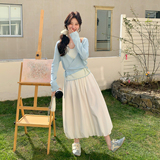 【档口有货】假两件针织+花苞裙2D122-2807-P185控298，女装套装/套裙，2D122