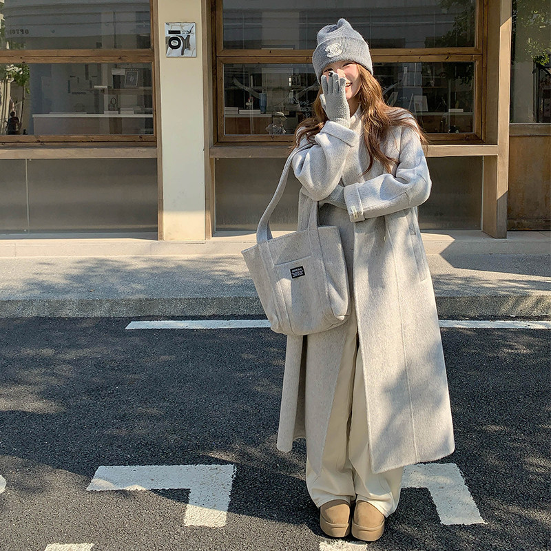 减龄学院风休闲双面呢外套女秋冬2025新款长款独特超好看流行大衣图片