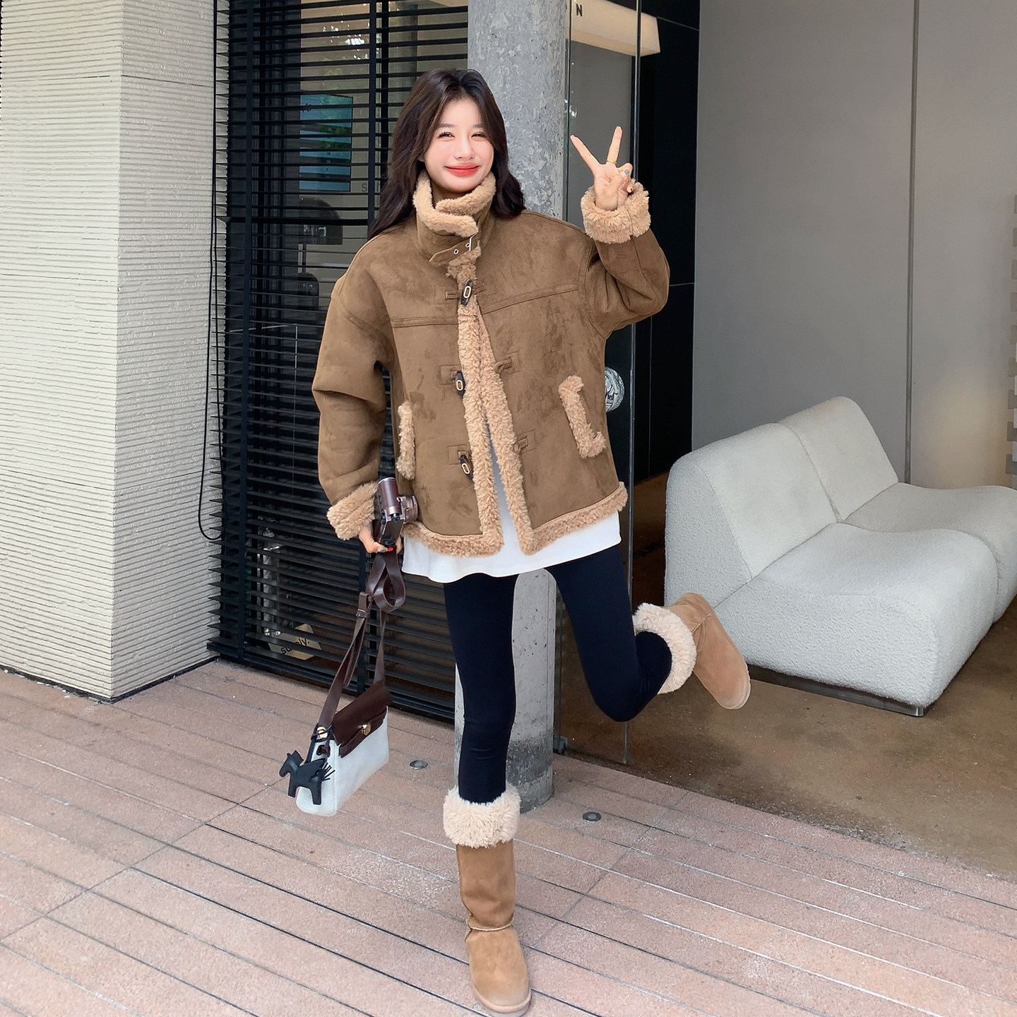 【档口有货】加厚羊羔毛皮毛一体外套2D122-2758-P205控298,女装短外套,2D122
