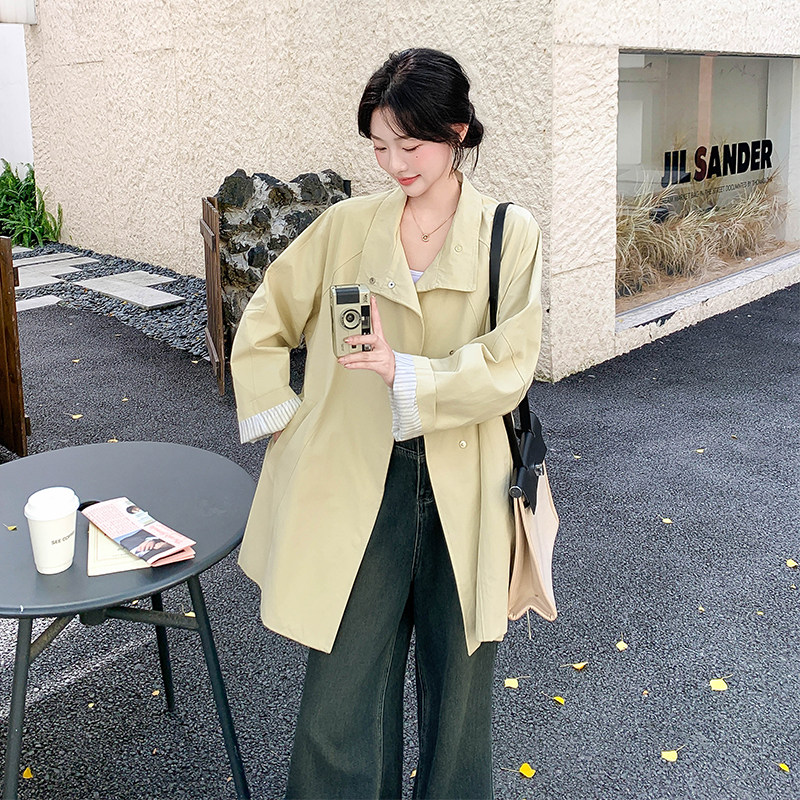 【档口有货】条纹拼接风衣外套2D122-2717-P165控248,女装风衣,2D122