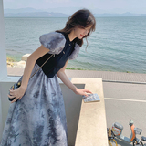 【现货主推】夏水墨印花拼接连衣裙2D122-1308-P120控178，女装连衣裙，2D122