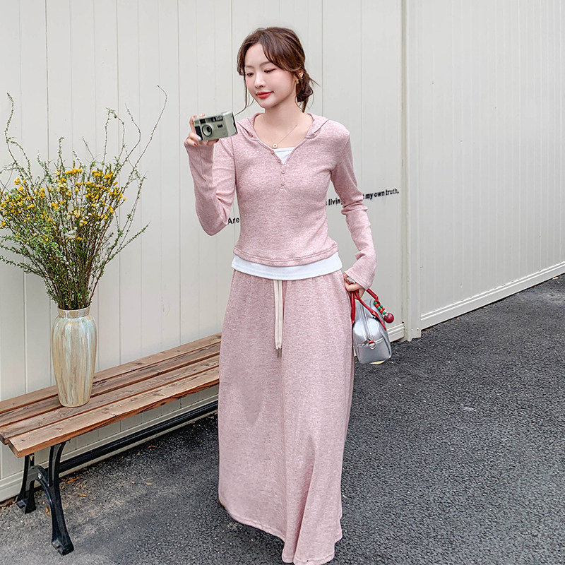【档口有货】拼色连帽两件套套装裙2D122-2568-P165控238,女装套装/套裙,2D122