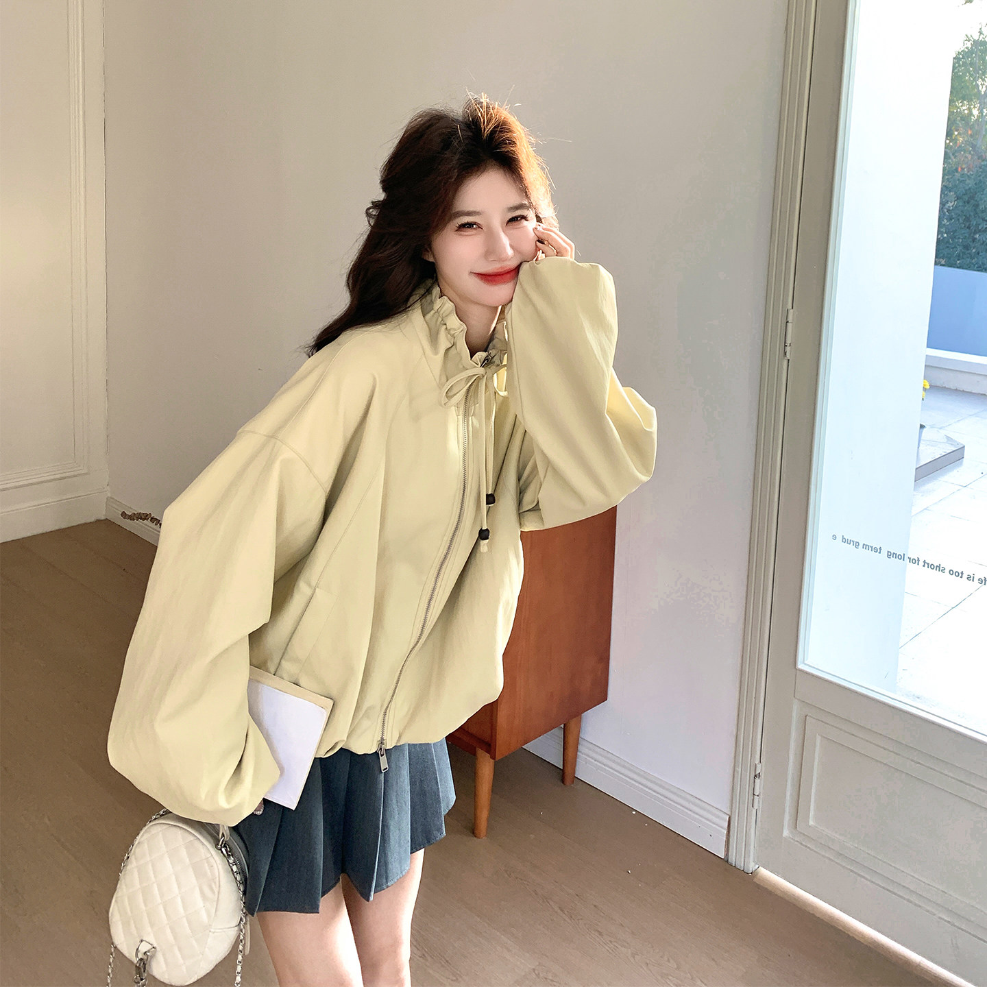 【档口有货】休闲绑带皮衣外套2D122-2803-P150控218,女装短外套,2D122