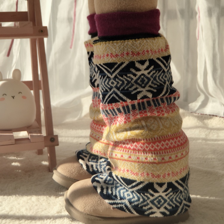 24冬新款欧美雪花腿套圣诞风格