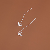 耳饰 2025年新款 s925纯银穿云燕耳线女气质个性 小燕子流苏耳环长款