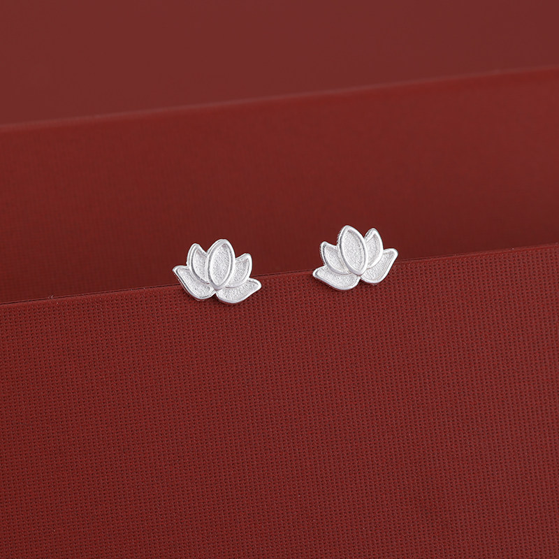 s925纯银拧扣莲花耳钉巧莲蓬耳环