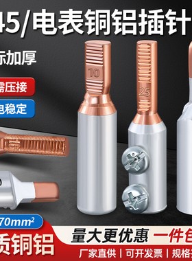 C45铜铝过渡插针螺丝接线空开断路器专用电表铜鼻子10/16/25平方