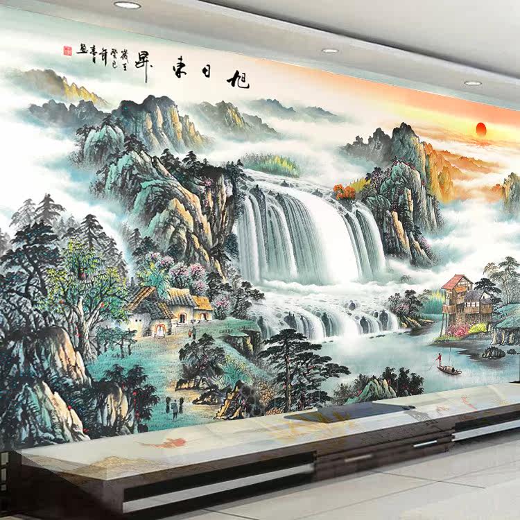 满绣十字绣线绣2019新款客厅风景风景山水画旭日东升流水生财2019|msdalam kategori rumah Fabrik, Cross Alat Jahit dan Aksesori, Cross Stitch Kit - dari Buy2taobao.com untuk memberikan perkhidmatan ejen Taobao profesional membeli