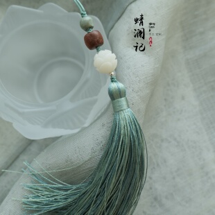上春山。 原创设计天然菩提子流苏扇坠笛坠汉服配饰旗袍包挂925银