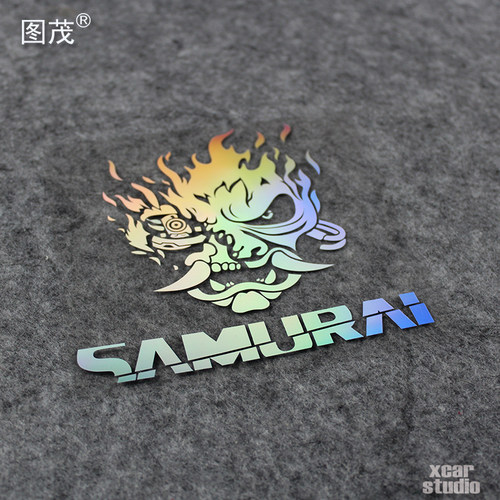 赛博朋克Cyberpunk游戏贴纸之武士头像雕刻版汽车电动车电脑箱包