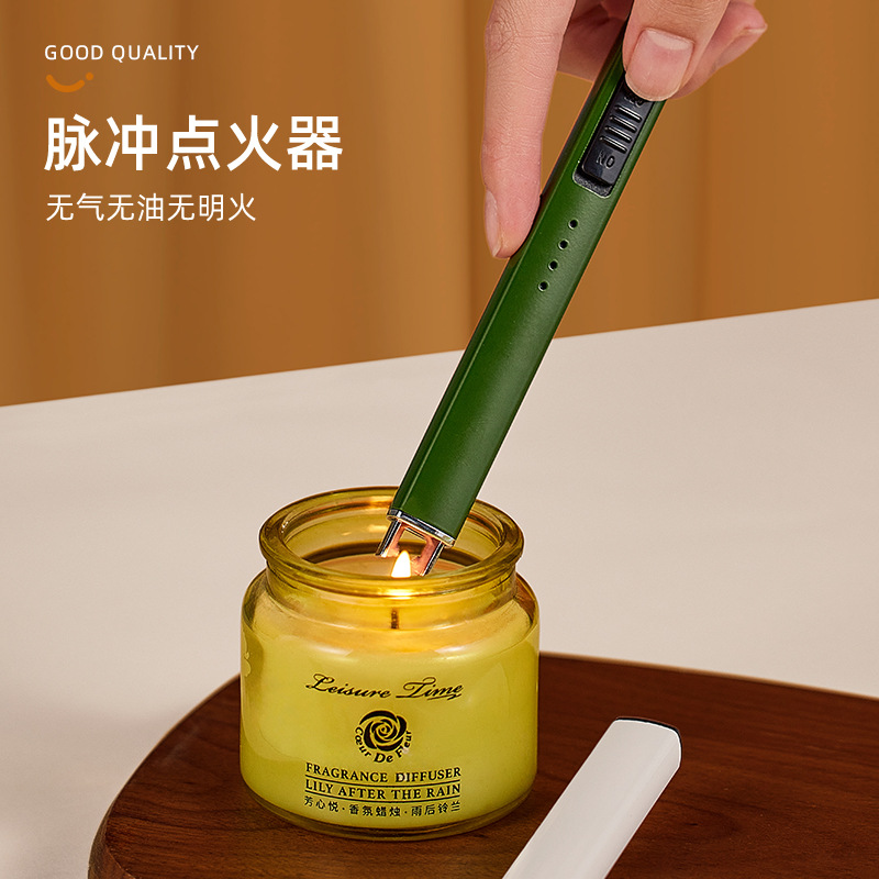 香薰蜡烛点火器电子脉冲充电款煤气燃气灶加长点火棒打火机长