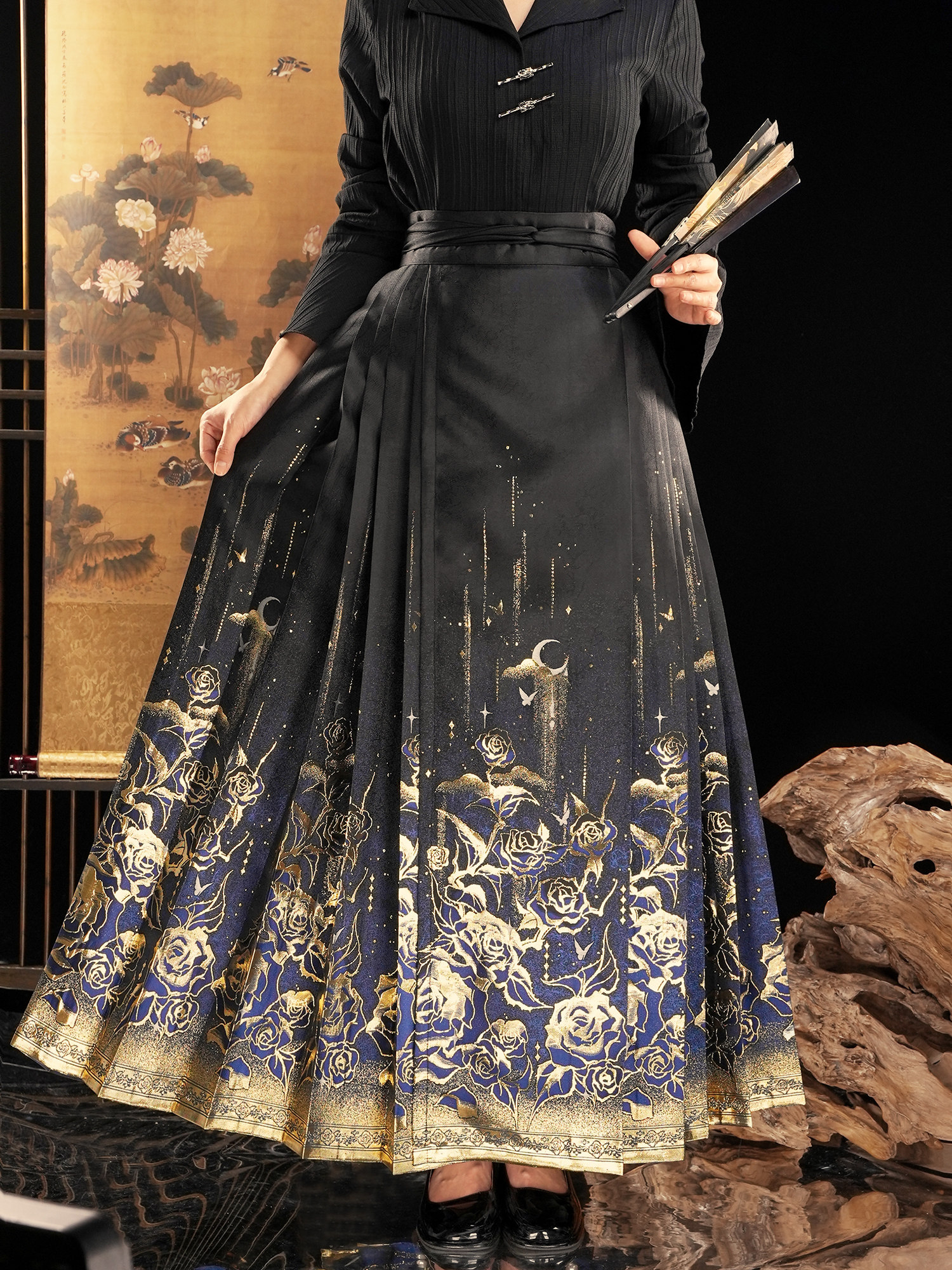 2025新中式【鎏金玫瑰】国风织金原创高端日常黑色汉服马面裙秋冬,女装/女士精品,汉服套装,淘宝优惠券,粉丝福利购,淘宝优惠卷