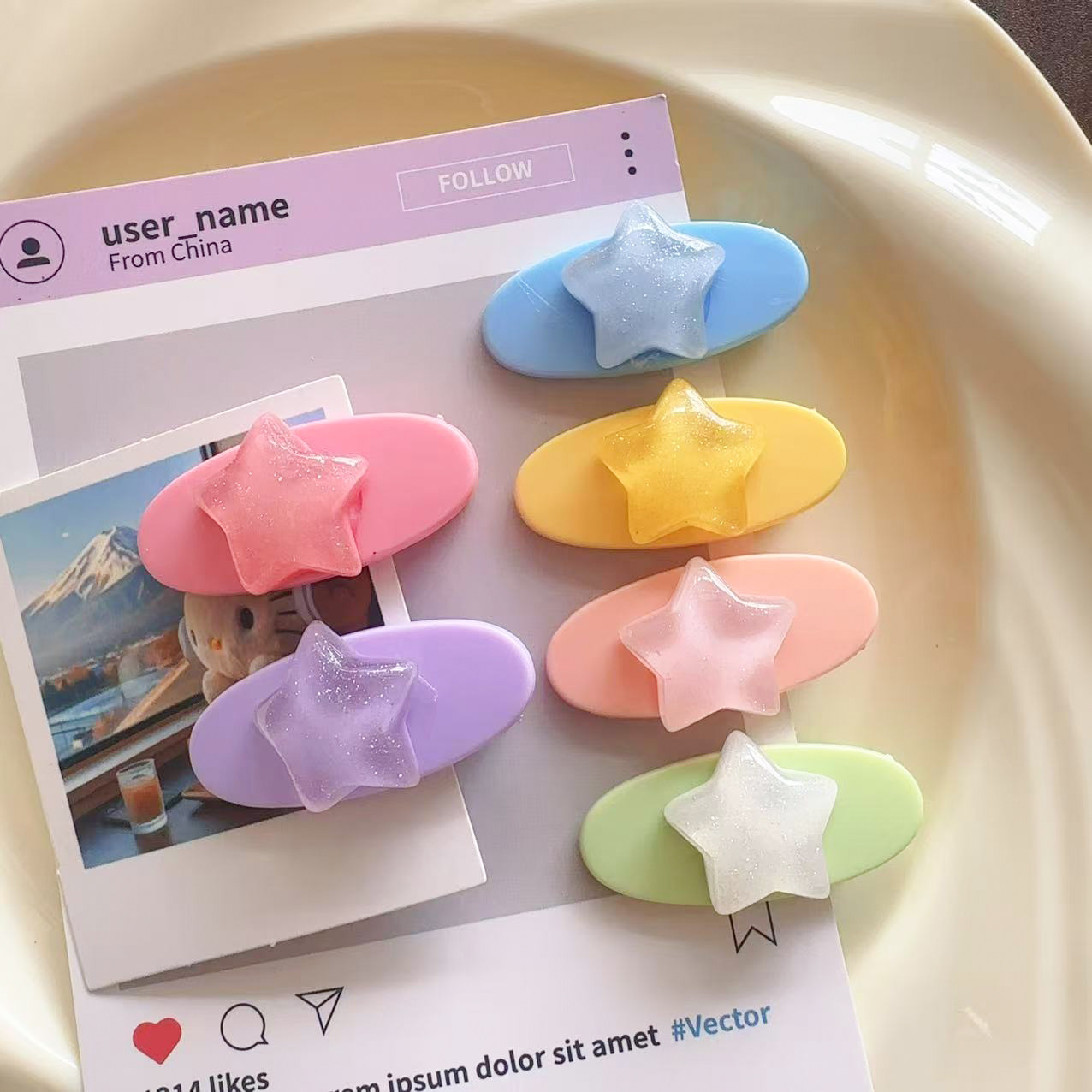 可爱星星发夹女糖果色椭圆形发饰多色套装头饰甜美少女少女心百搭