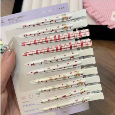 新款樱桃小熊化妆夹长款发夹