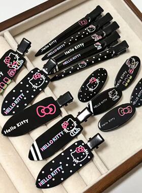 Hello Kitty卡通发夹可爱猫咪侧边夹小众设计感发饰长椭圆黑白色