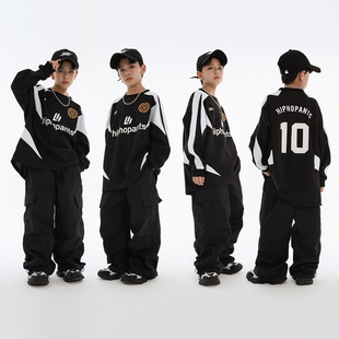 子少兒hiphop童裝 嘻哈兒童街舞潮服套裝 男女童寬松長袖 褲 表演出服