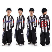 儿童街舞潮服套装 男童条纹球衣少儿hiphop童装 嘻哈潮牌街舞演出服