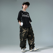 街舞儿童潮服套装 子演出服男童街舞潮装 女孩hiphop短袖 T恤嘻哈裤