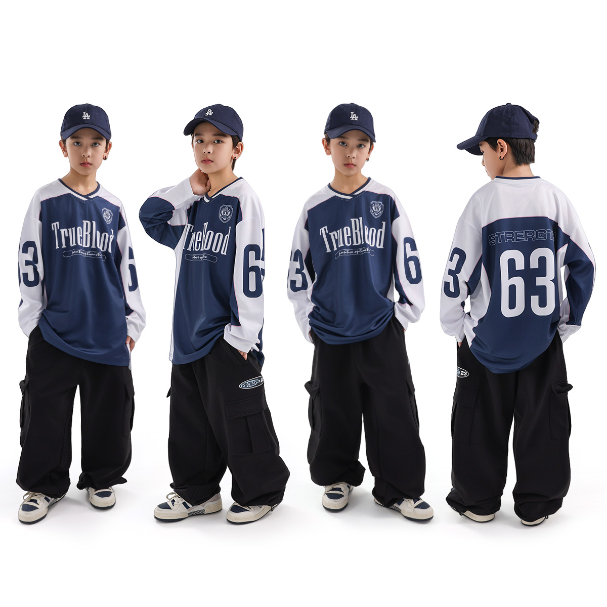 儿童街舞潮服套装男童美式长袖