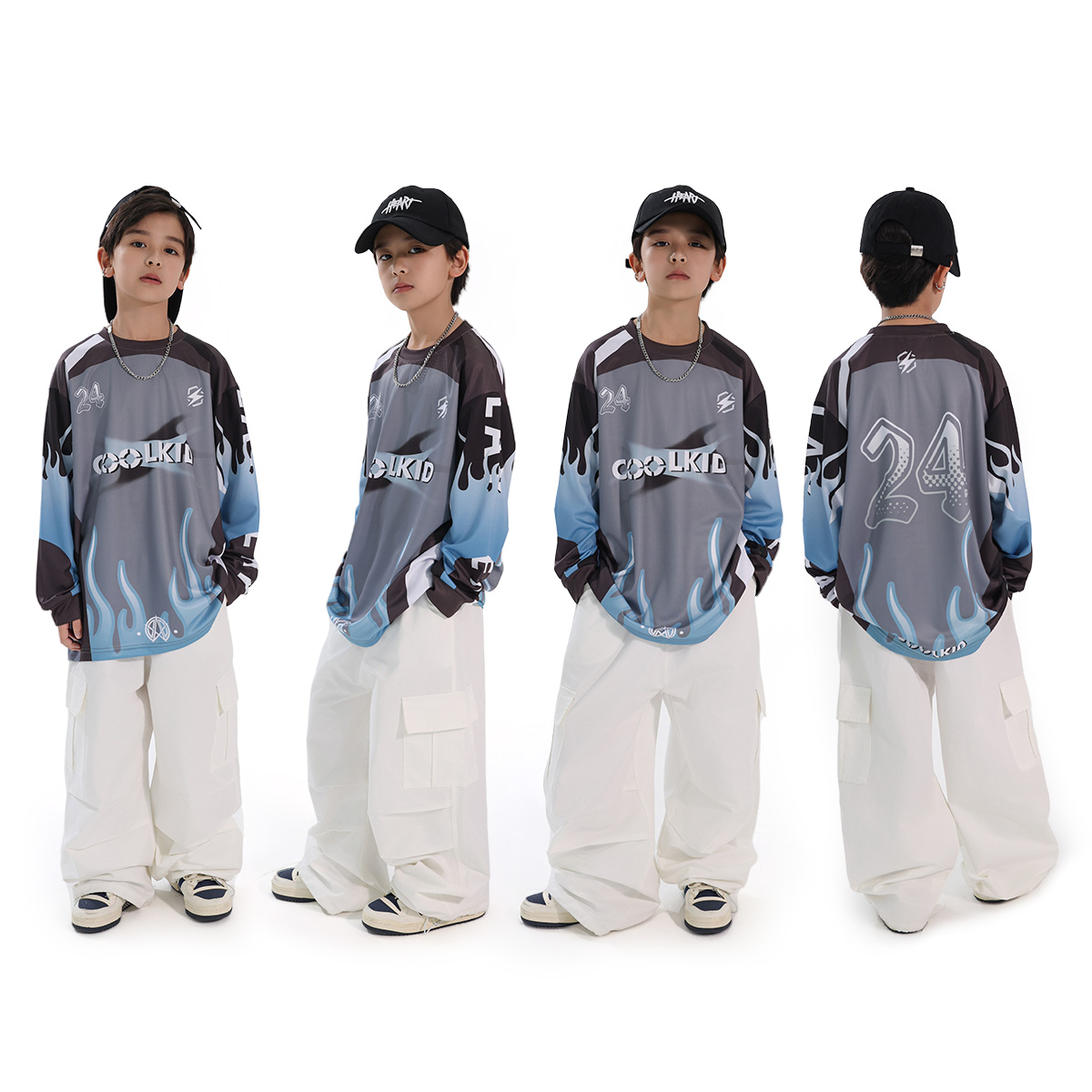 儿童街舞潮服套装男童嘻哈酷帅球衣少儿hiphop潮牌街舞表演出服
