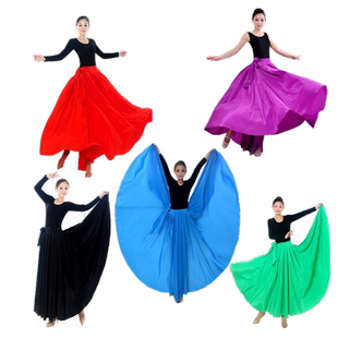 新疆舞蹈练习裙藏族维族舞练习裙朝鲜族舞台服装练功服半身大摆裙