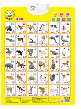 儿童实物认图 早教婴幼儿看图识物贴画识别动物图小儿认知挂图知