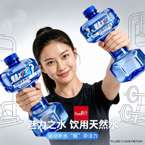 魅之力哑铃水大容量饮用天然水/电解质苏打水夏季运动补水瓶装水