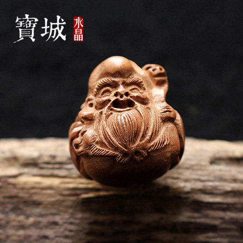 野生桃木雕刻寿星挂件 diy手工钥匙扣车挂饰品文玩配饰配件材料