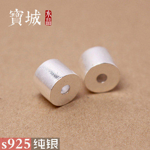 s925纯银素银光面圆柱桶珠隔珠 手工银diy水晶手链项链饰品银配件