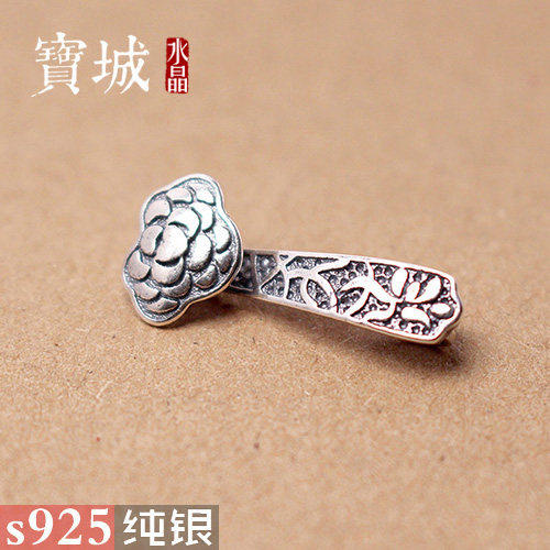s925纯银复古泰银如意挂件手链扣 DIY手工红绳编织手链银饰品配件