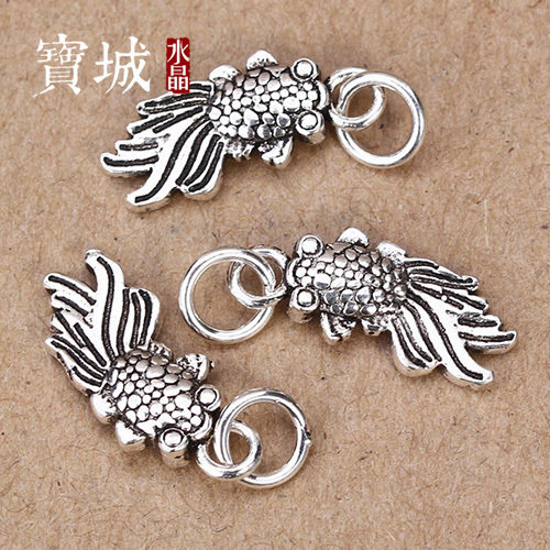 diy小金鱼挂件水晶手串银饰品