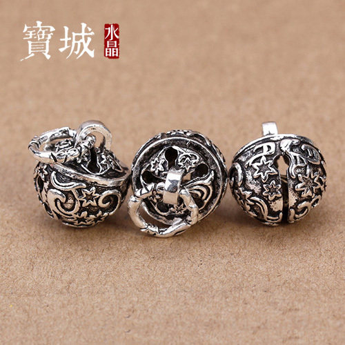 纯银雕花吊坠项链配饰铃铛挂件