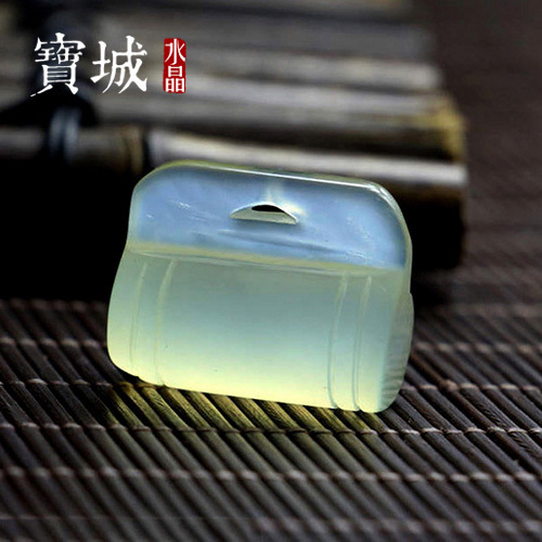 天然A货岫玉手工雕刻仿古锁挂件吊坠 男女款 diy玉石手链项链配饰