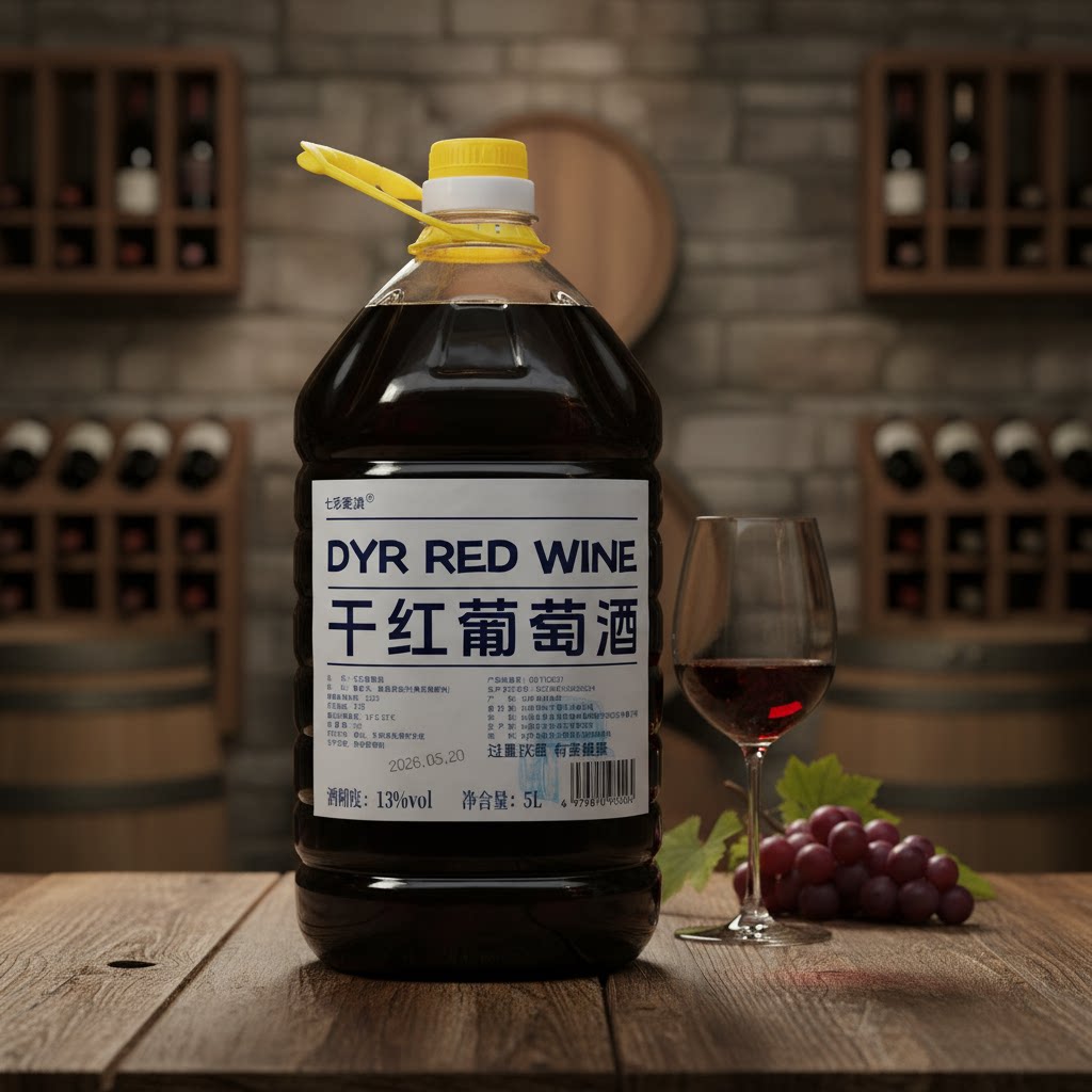 自酿原汁干红葡萄酒5L果酒甜酒红农家桶装干红原汁非甜型红酒整箱