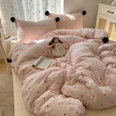 ins毛球款牛奶绒四件套