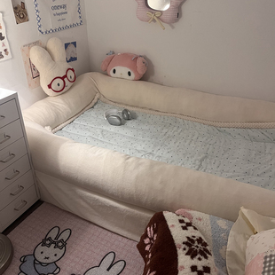 晚安猫博主同款A类牛奶绒人类狗窝带边床单围边可拆洗床上用品